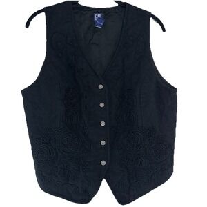 GAP Black Embroidered Cotton Vest